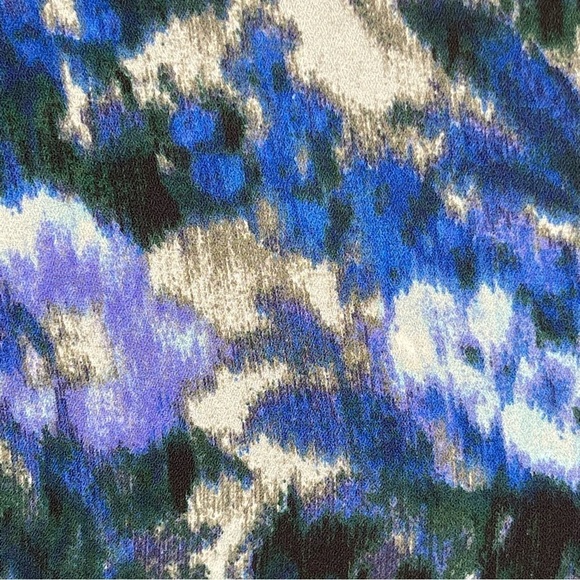 Adrianna Papell Blue Abstract Floral Pleated Flouncy Skirt Size 14 - Picture 7 of 12